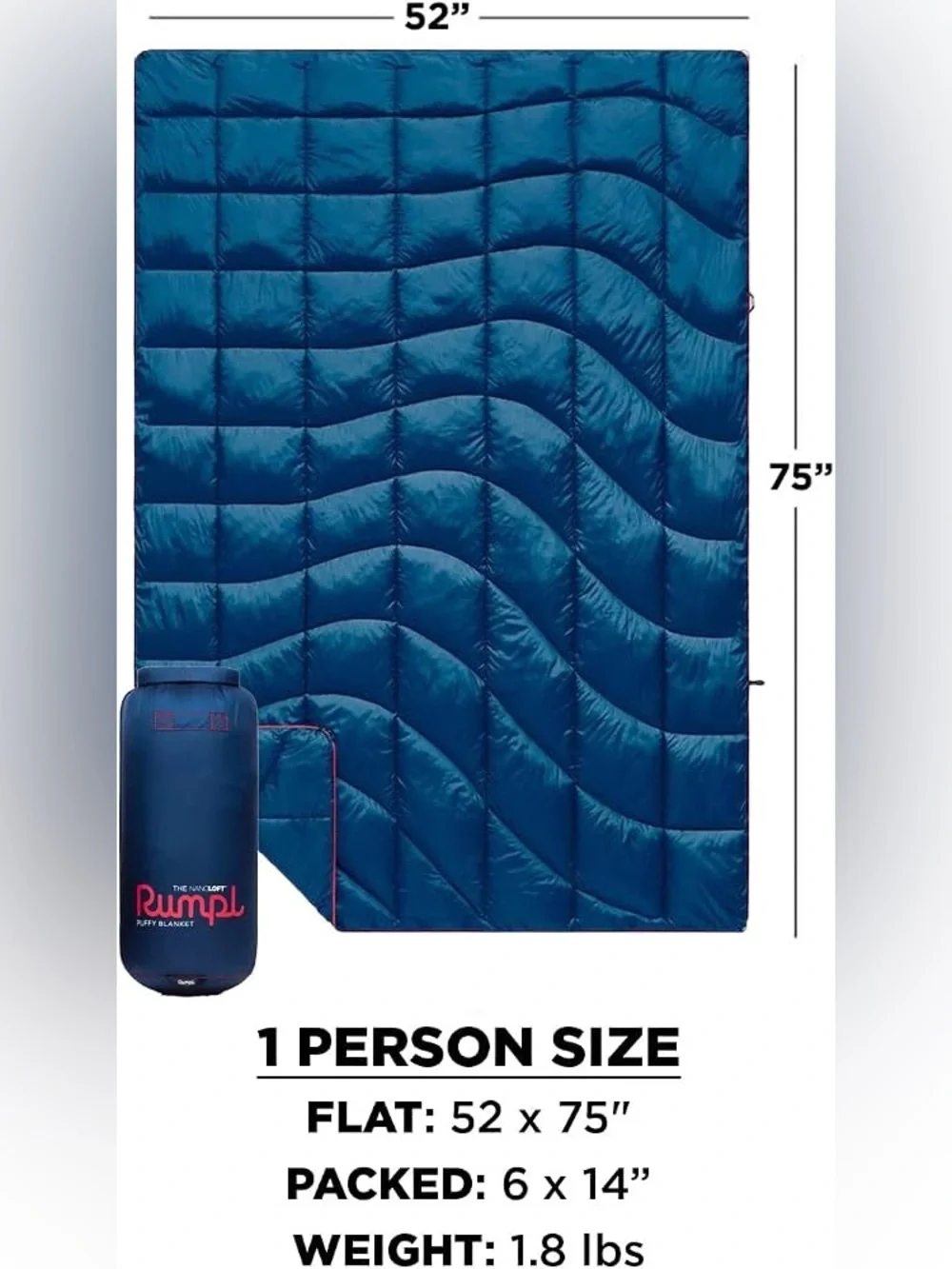 NWT THE ORIGINAL PUMPL PUFFY BLANKET DEEPWATER 1 Person